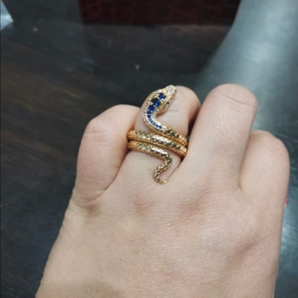 New 18K Gold Punk Coiled Snake Ring - Picture 5 of 6